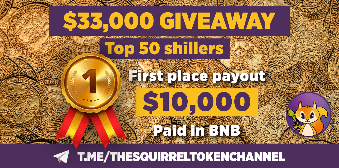 Win $33,000 Total Prizes Giveaway | Squirrel Token