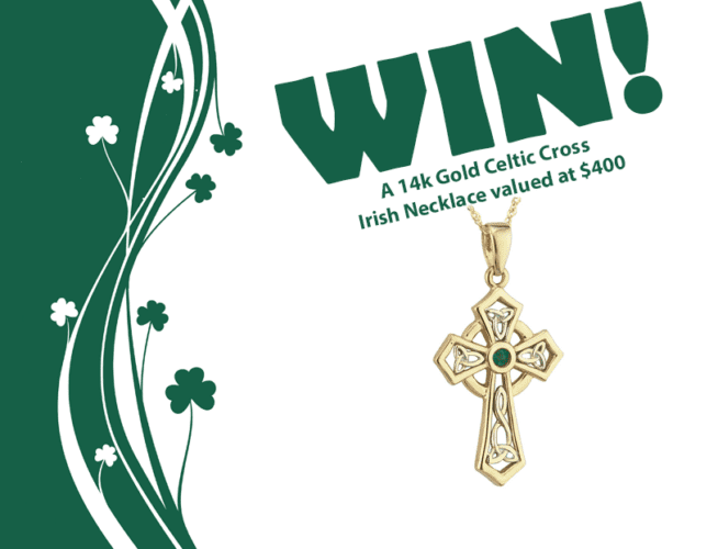 Win 14K Gold Celtic Cross Irish Necklace Giveaway